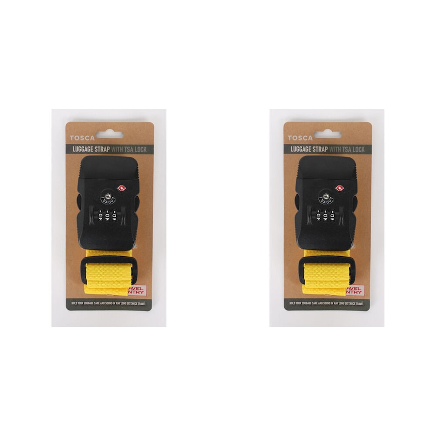 2x Tosca Secure Travel Luggage Suitcase Bag Strap Clip With TSA Lock Yellow