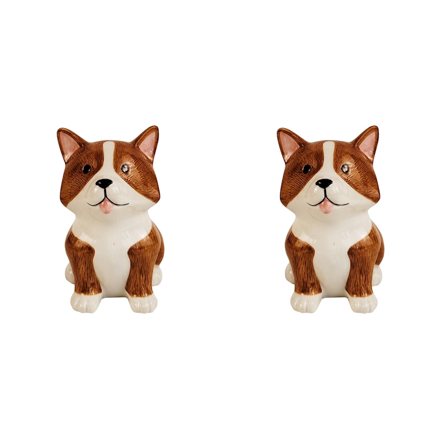 2x Urban 11cm Ceramic Cute Corgi Planter Plant Pot Home/Garden Decor White/Brown