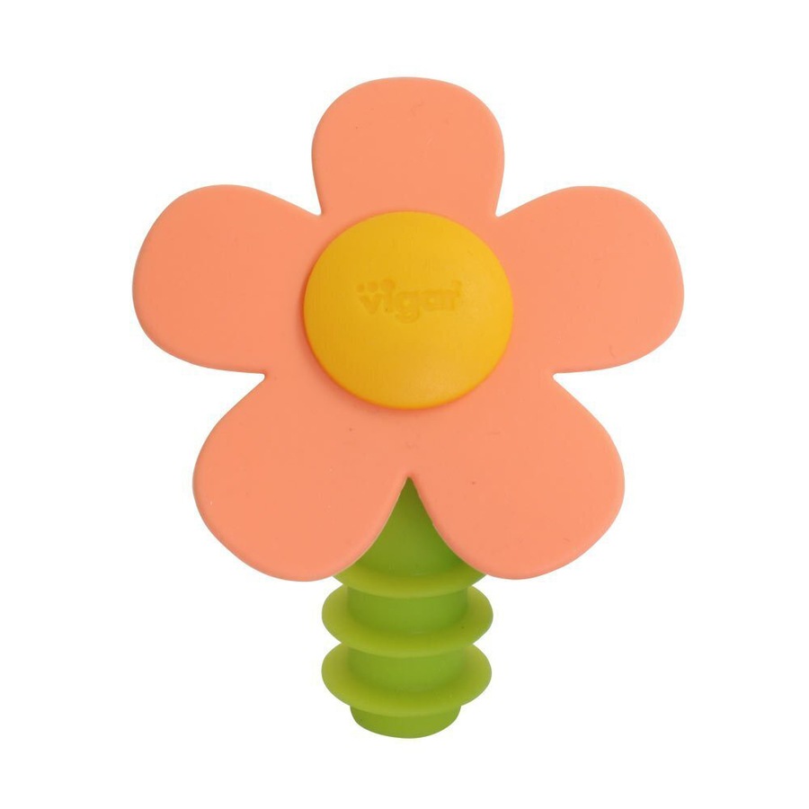 2x Vigar Flower Power Silicone Bottle Stopper Wine/Liquor Sealer Cork Assorted