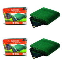 2x Wildtrak 90x90cm Square Mesh Floor Mat Camping/Hiking Outdoor Carpet/Rug GRN