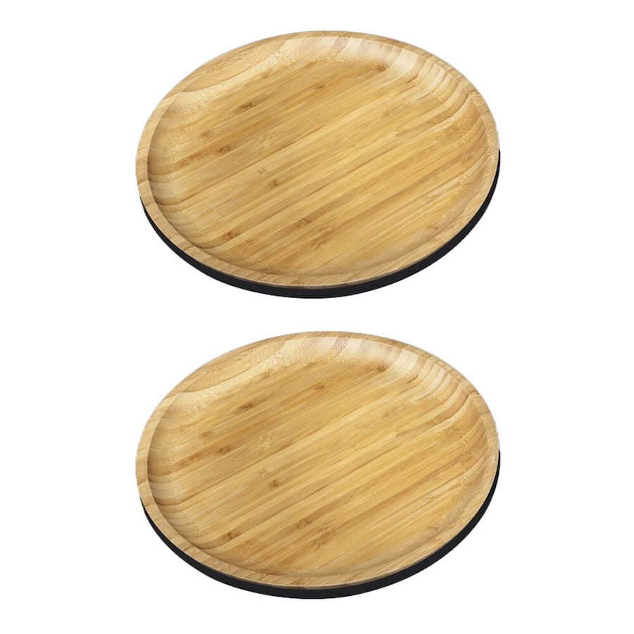 2x Wilmax England Round 20.5cm Bamboo Serving Dinner Plate Tableware Dish NAT