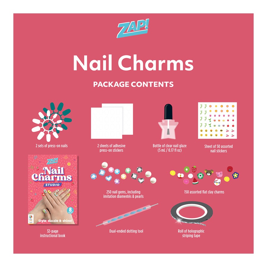 2x Zap! DIY Nail Charms Studio w/ 32-Page Book Kids/Children Fun Art Craft 8y+