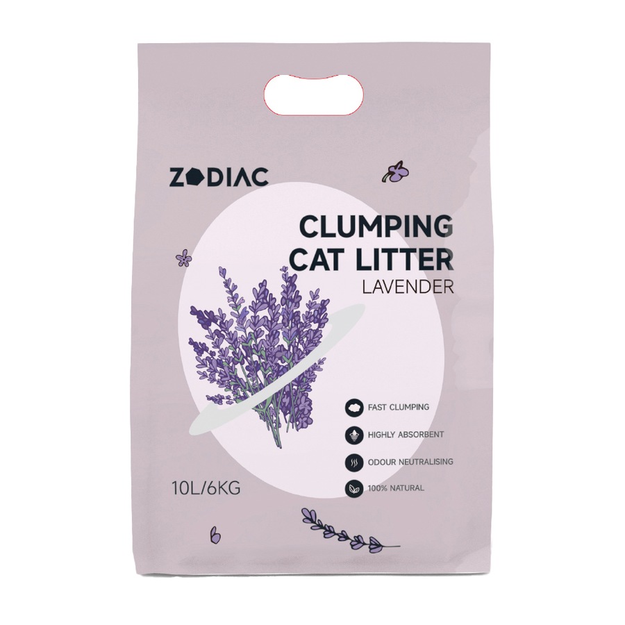 2x Zodiac 10L/6kg Clumping Bentonite Clay Cat Litter Natural Absorbent Lavender