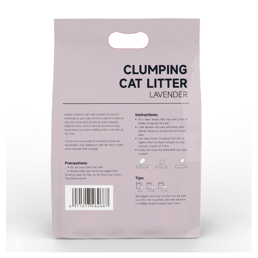 2x Zodiac 10L/6kg Clumping Bentonite Clay Cat Litter Natural Absorbent Lavender