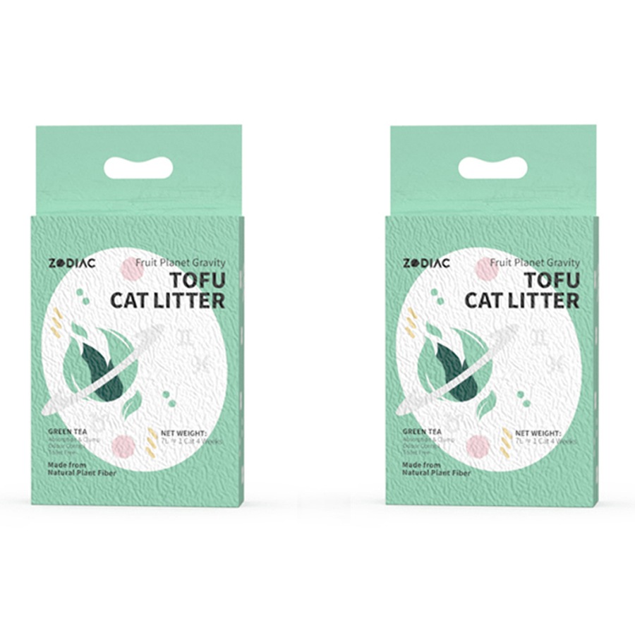 2x Zodiac 7L/2.5kg Fruity Tofu Soy Pulp Pet Cat Litter Absorbent/Clump Green Tea
