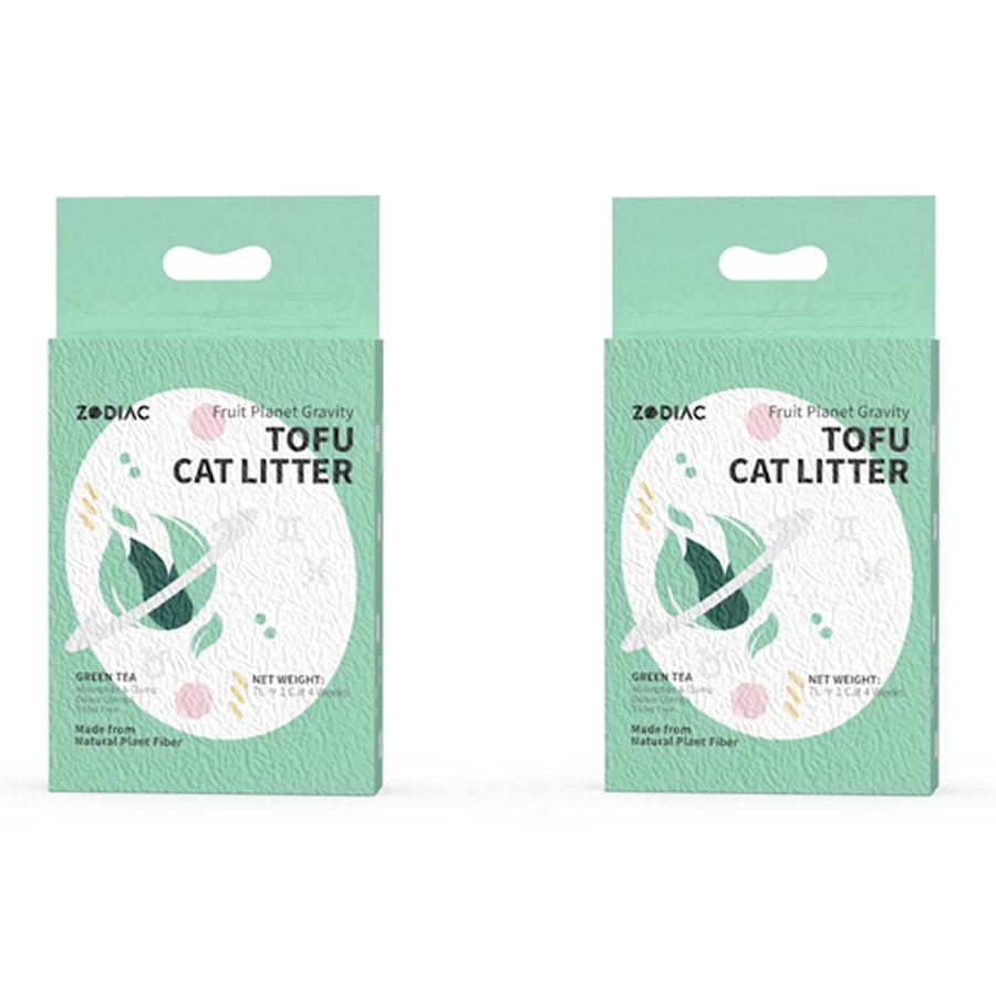 2x Zodiac 7L/2.5kg Fruity Tofu Soy Pulp Pet Cat Litter Absorbent/Clump Green Tea