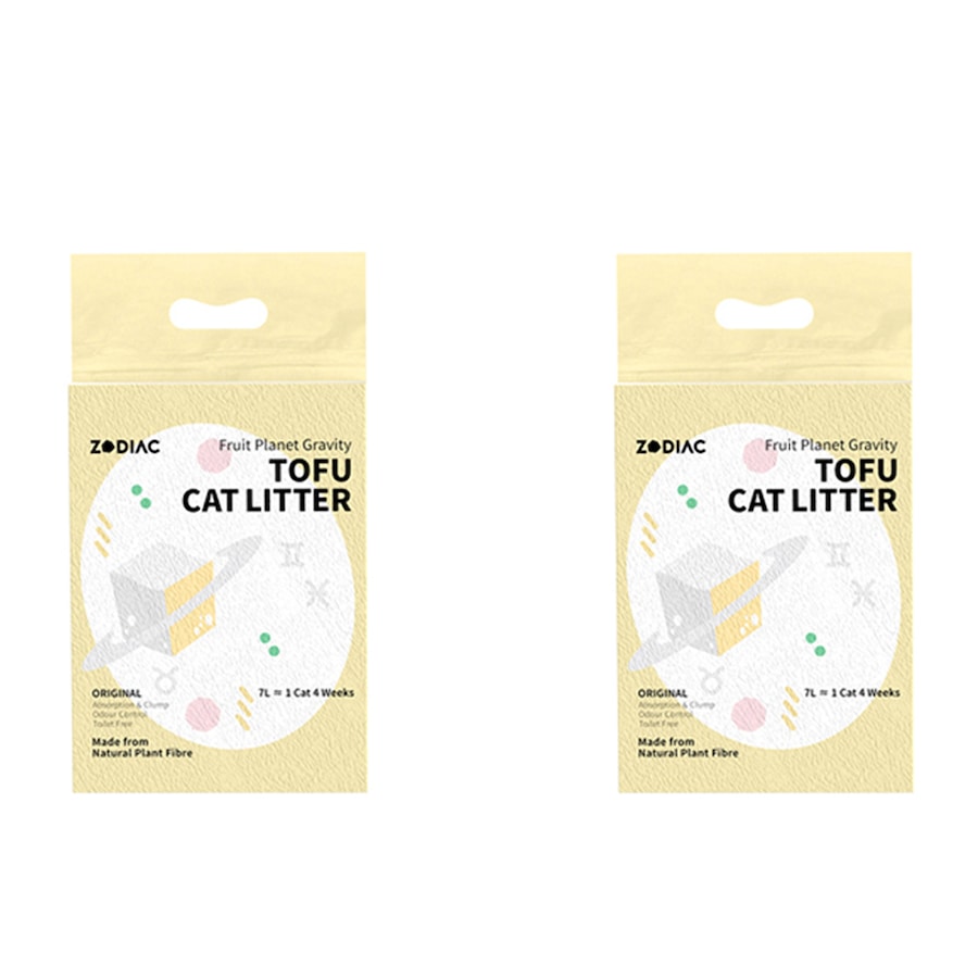 2x Zodiac 7L/2.5kg Fruity Tofu Soy Pulp Pet Cat Litter Absorbent/Clump Original