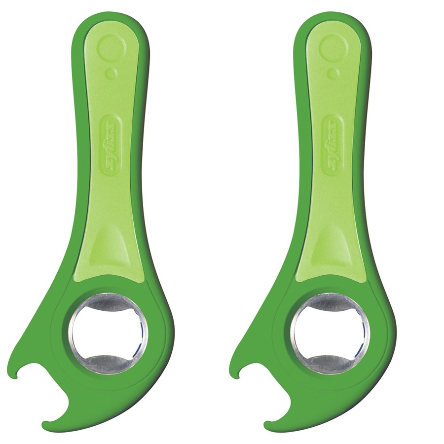 2x Zyliss 5-Way Ergonomic Kitchen 15cm Bottle Can Opener Manual Handheld Green