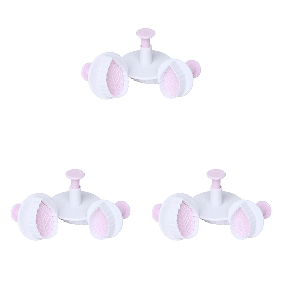 3 x 3pc Wiltshire Fondant/Cookie Dough Leaf Shaped Cutter And Pusher Bakeware