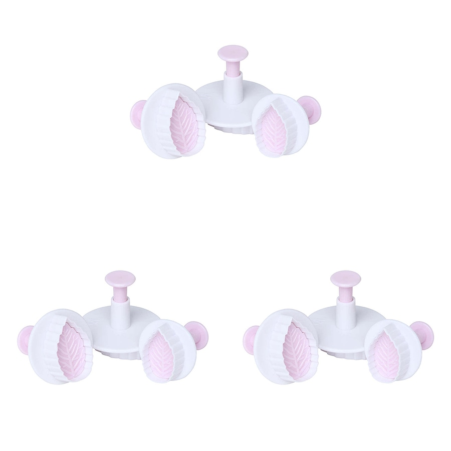 3 x 3pc Wiltshire Fondant/Cookie Dough Leaf Shaped Cutter And Pusher Bakeware