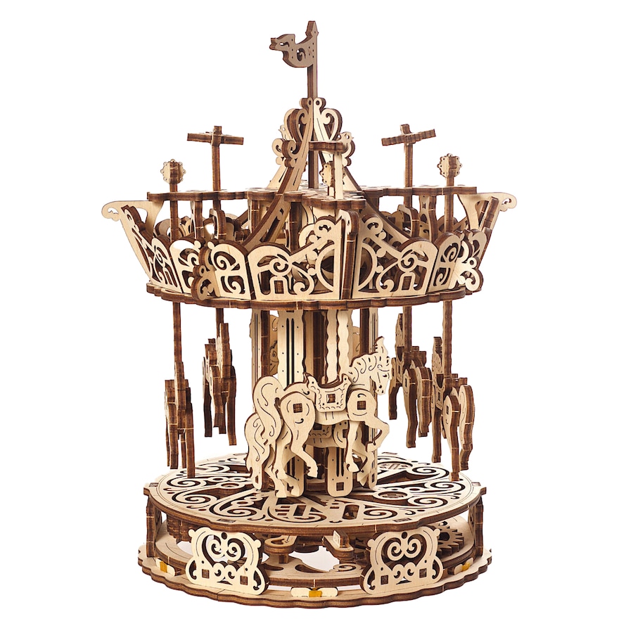 305pc Ugears Carousel Mechanical DIY Kit Wooden 3D Puzzle/Model Gift Set 14+