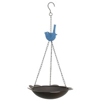 30cm Outdoor Metal Outdoor Home Garden Hanging Bird Bath Feeder Blue Decor