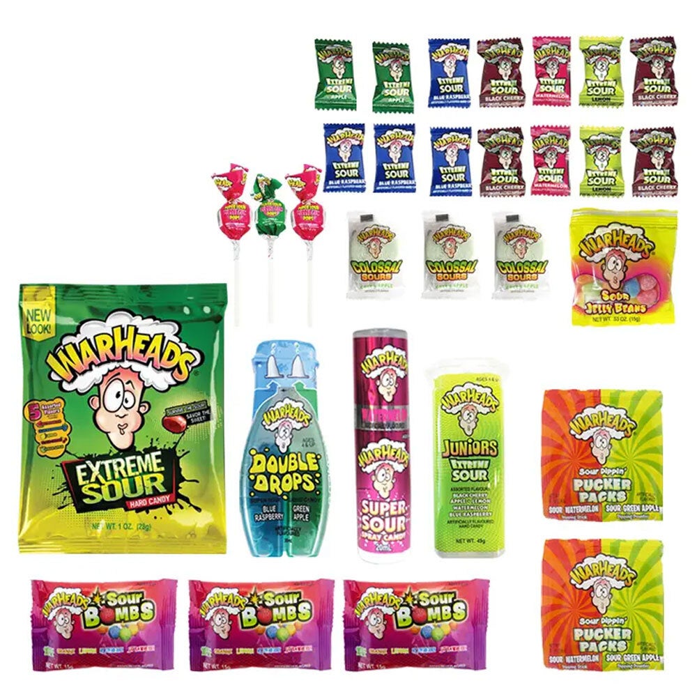 32pc Jumbo Mega Warheads Kids Showbag w/Candy/Lollipops/Jelly Beans/Double Drops