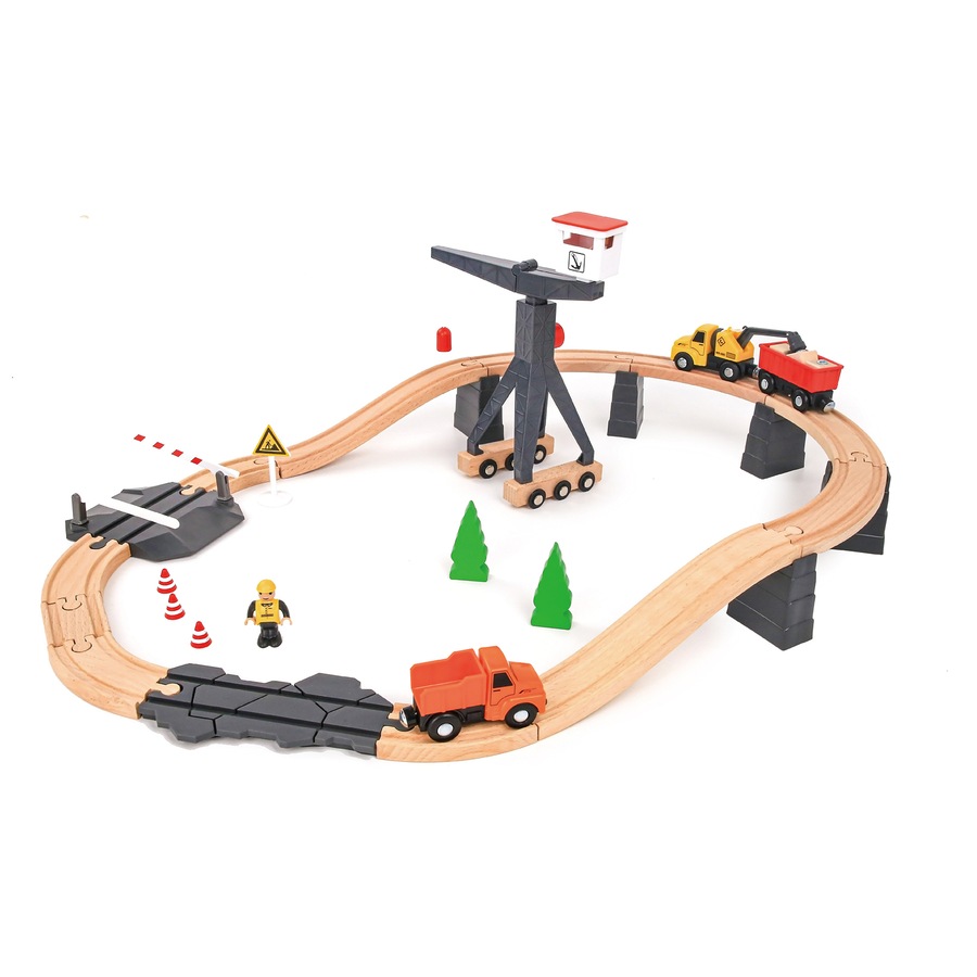 Buy 35pc Tooky Toy Construction Yard Vehicles/Train/1.7M Track Kids Fun ...
