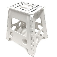 39cm White Plastic Folding Step Stool Portable Chair Flat Indoor/Outdoor Home