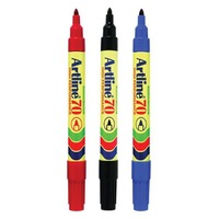3pc Artline 70 Permanent Marker Office/School Assorted Colours 1.5mm Bullet Nib