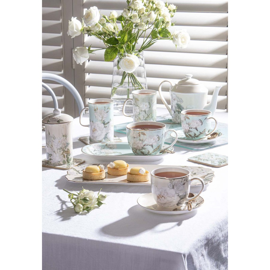 3pc Ashdene Elegant Rose Fine Bone China 320ml Tea Infuser Cup w/ Handle Mint