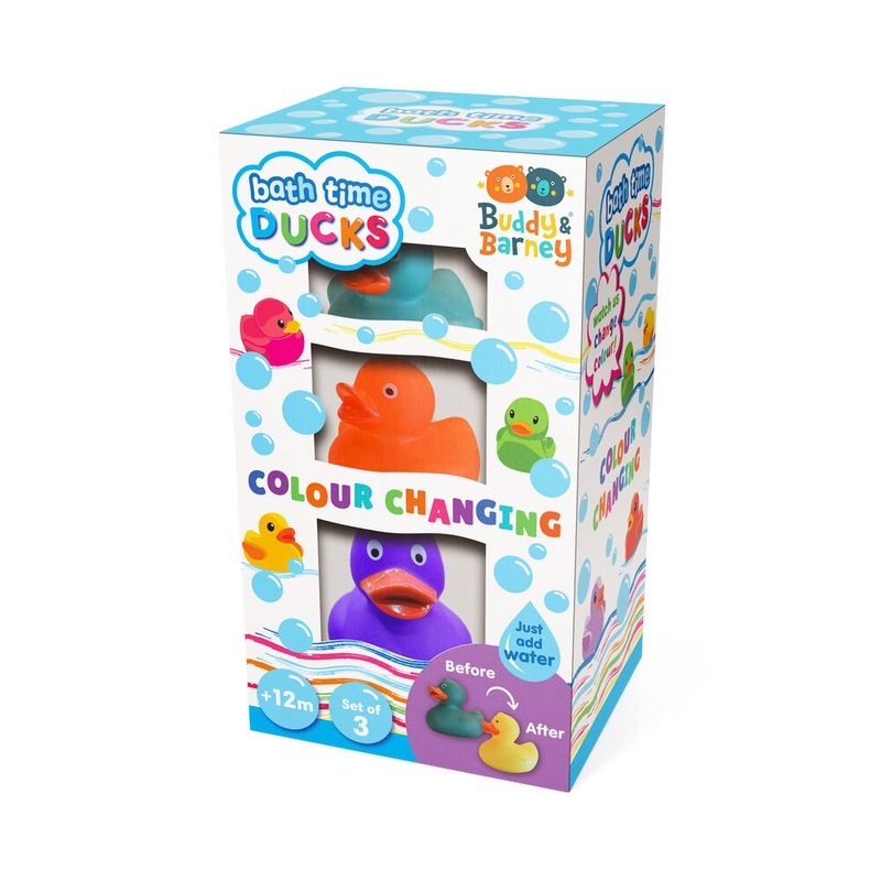 Buy 3pc Buddy & Barney Colour Changing Bath Time Rubber Ducks Kids ...