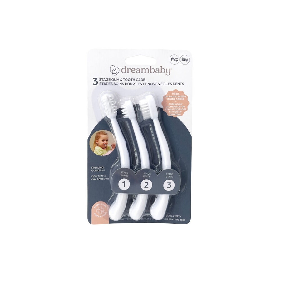 3pc Dreambaby 3-Stage Baby Gum & Tooth Care Teeth Cleaning Toothbrush White