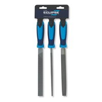 3pc Eclipse Pro Tools First Cut Flat/Half/Round Engineers File 200mm Set Blue