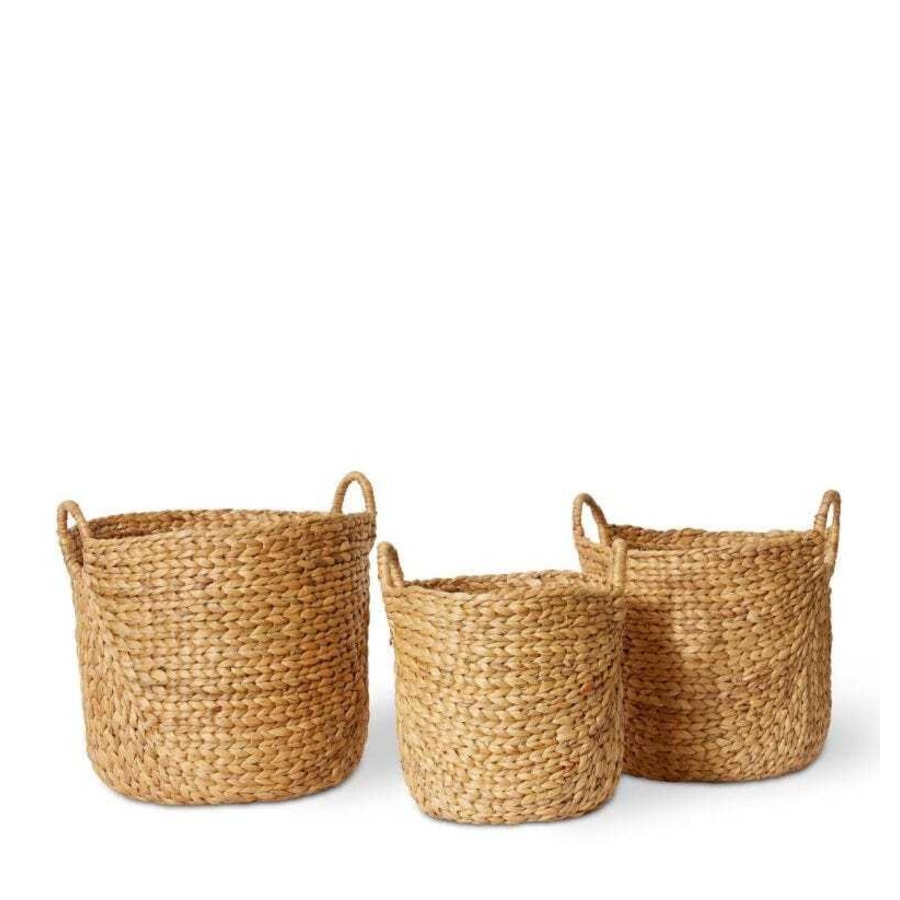 3pc E Style Carlita Water Hyacinth 38/42/46cm Storage Basket Round Natural
