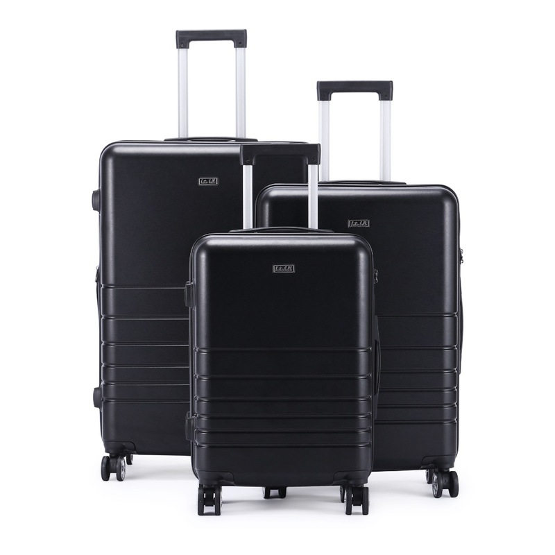Buy 3pc Kate Hill Bloom Wheeled Trolley Hard Suitcase Luggage Set Black