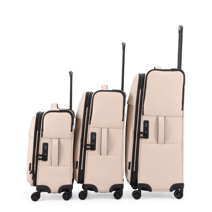 3pc Kate Hill Willow Travel Luggage Set Suitcase Lightweight Expandable Beige