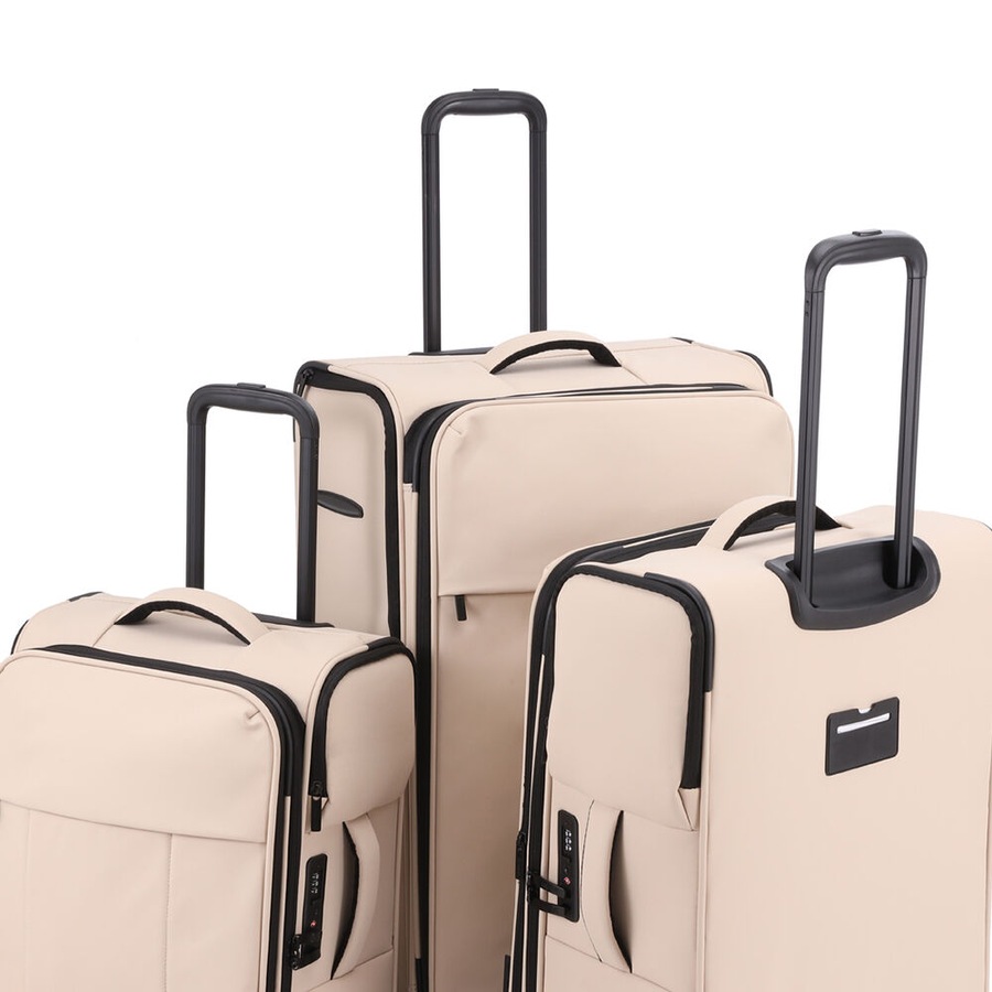 3pc Kate Hill Willow Travel Luggage Set Suitcase Lightweight Expandable Beige