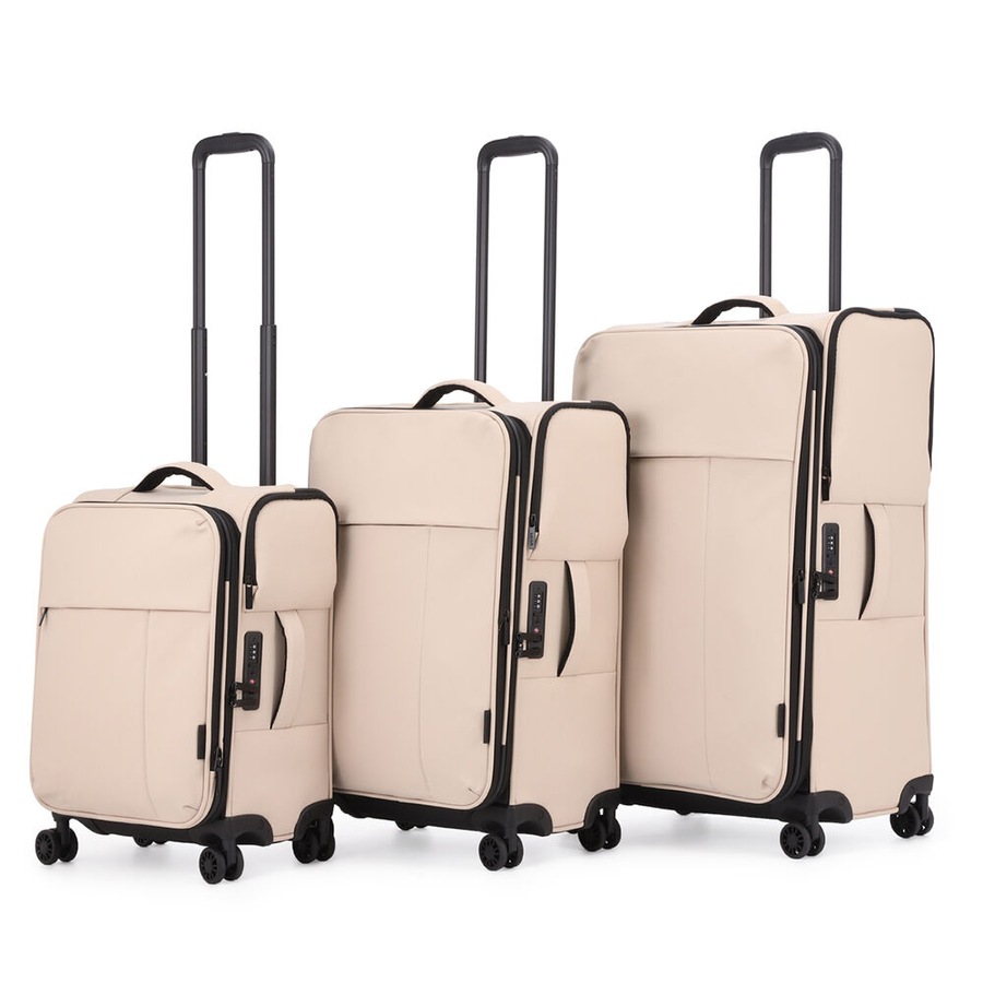 3pc Kate Hill Willow Travel Luggage Set Suitcase Lightweight Expandable Beige
