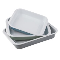 3pc Ladelle Visto Bakeware Enamel Carbon Steel Oven Baking Dish Set Rectangle