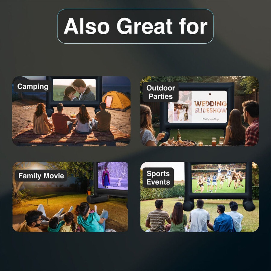 3pc Laser Precision Outdoor Gaming Projector Soundbar Screen Bundle HD Bluetooth