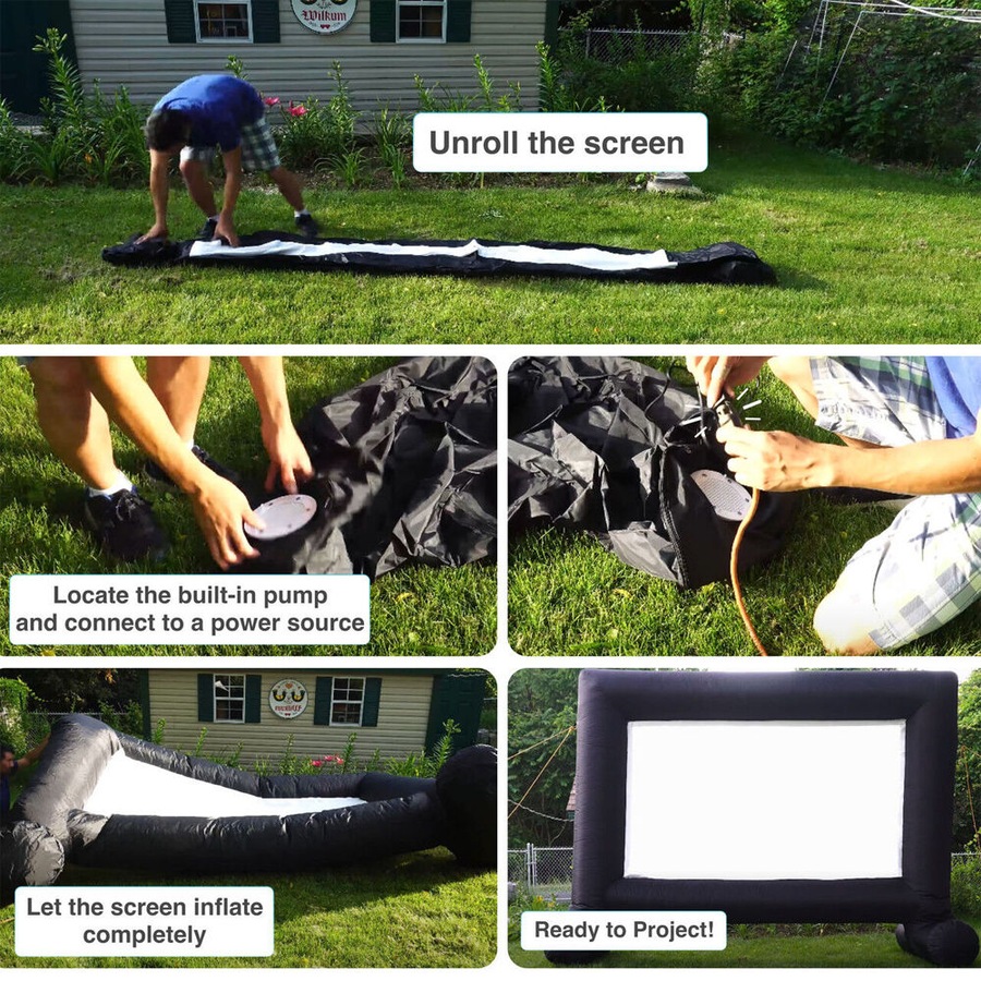 3pc Laser Precision Outdoor Gaming Projector Soundbar Screen Bundle HD Bluetooth