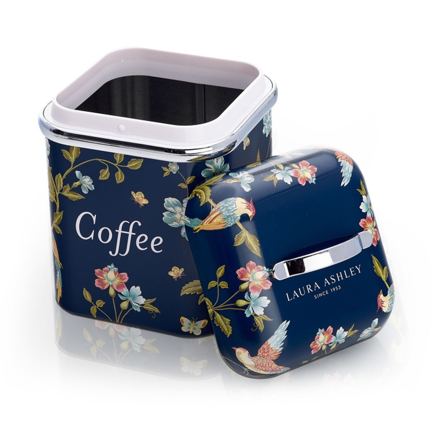 3pc Laura Ashley Canister Set S/S Easy Clean Elveden Navy with Lid Blue