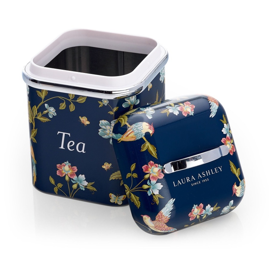 3pc Laura Ashley Canister Set S/S Easy Clean Elveden Navy with Lid Blue