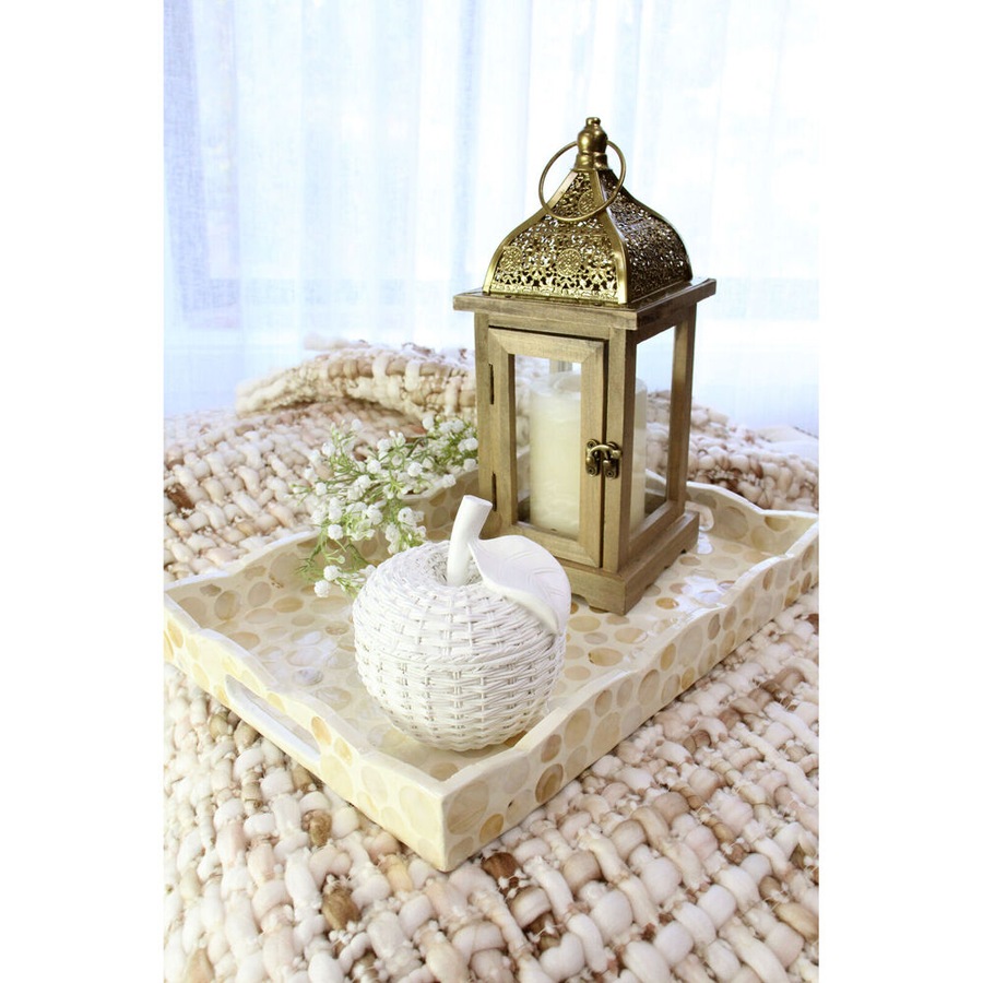 3pc LVD Wooden Glass Lanterns Kaylah Set 25x69cm/20x50cm/14x35cm Natural