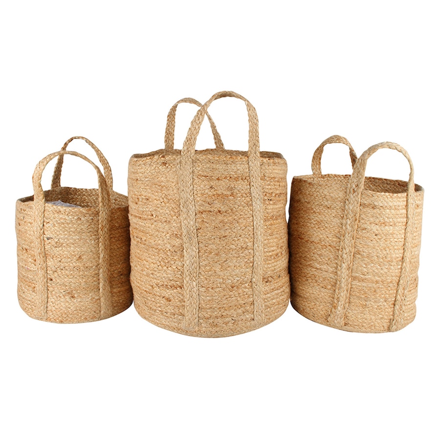 3pc Maine & Crawford Henna Jute 25/30/35cm Basket Storage/Shopping Bag Natural