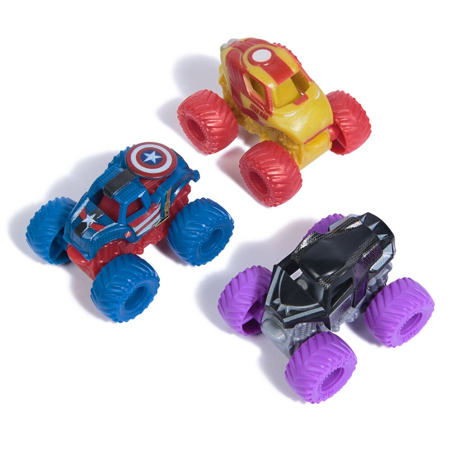 3pc Mini Monster Jam Marvel Trucks Set with Iconic Heroes Kids/Children 3y+