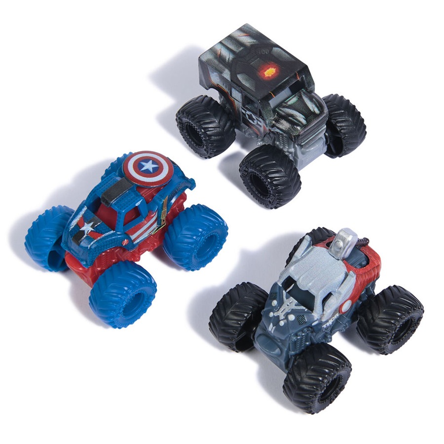 3pc Mini Monster Jam Marvel Trucks Set with Iconic Heroes Kids/Children 3y+