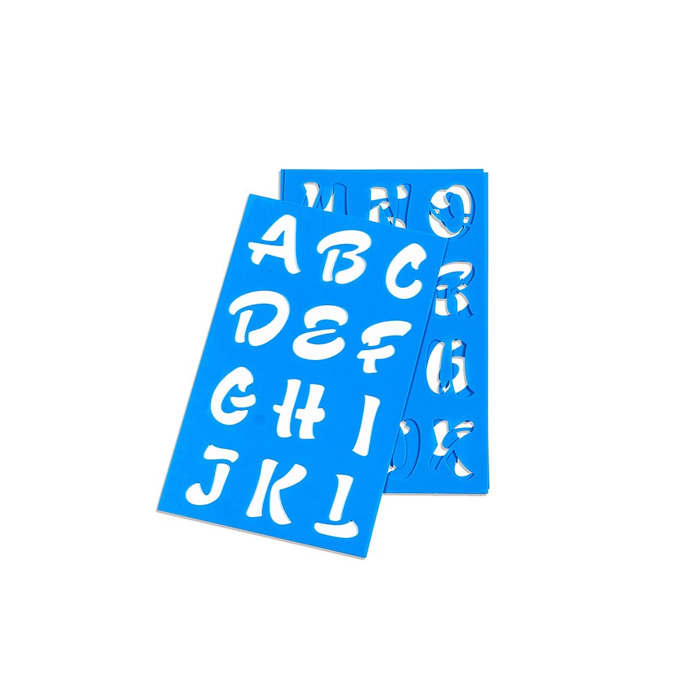 3pc Sandleford 45mm Plastic Stencil Kit Letters/Numbers Candy for Paints Blue