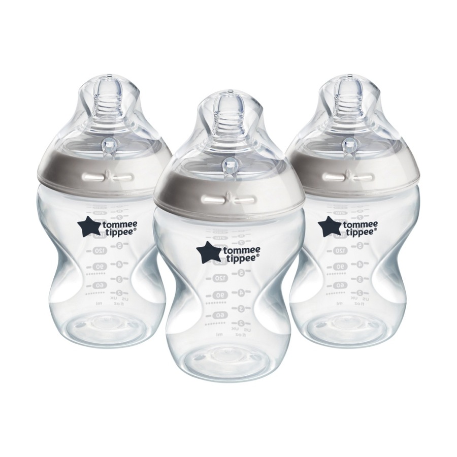 3pc Tommee Tippee Natural Start Silicone Teat Baby Bottle Set 260ml