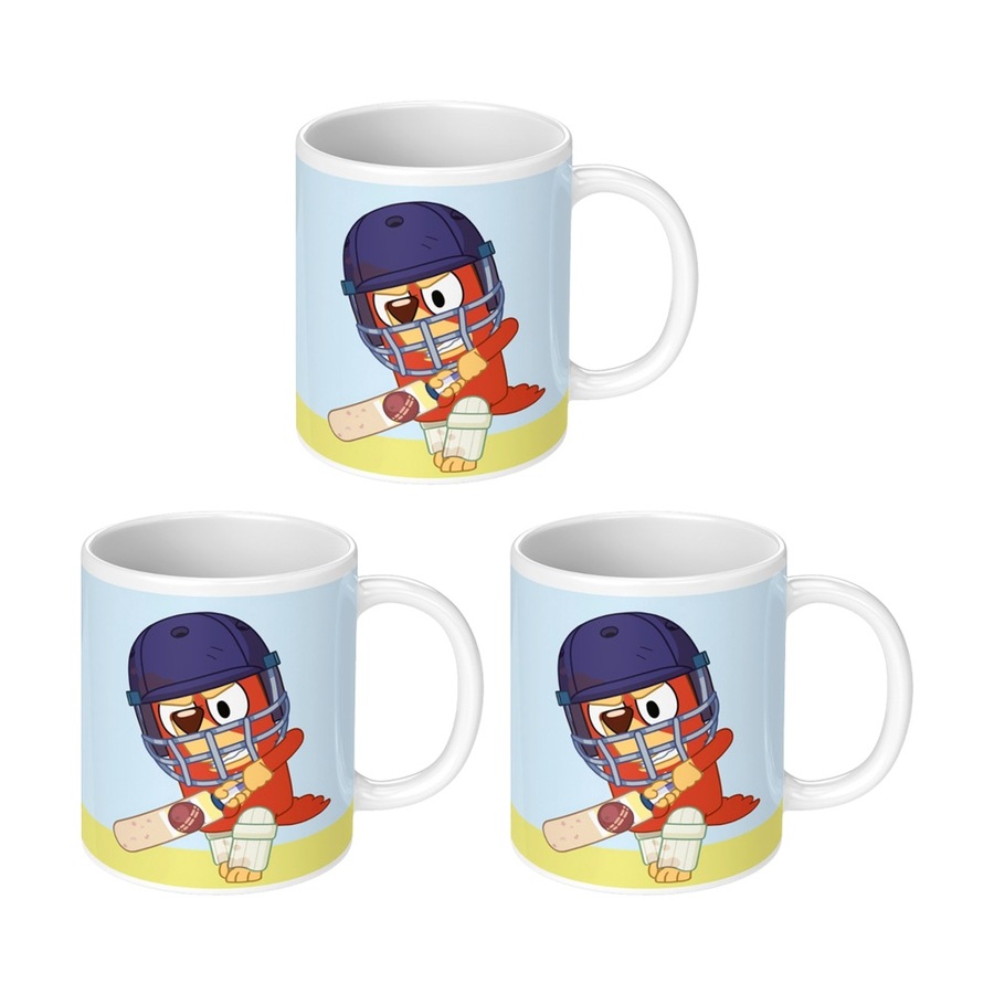 3PK Bluey You Will Never Get Rusty Out Ceramic Coffee Drinking Mug Blue & White