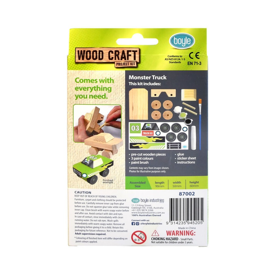 3PK Boyle Wood Craft Project Kit Monster Truck Kids/Children Build Activity 8y+