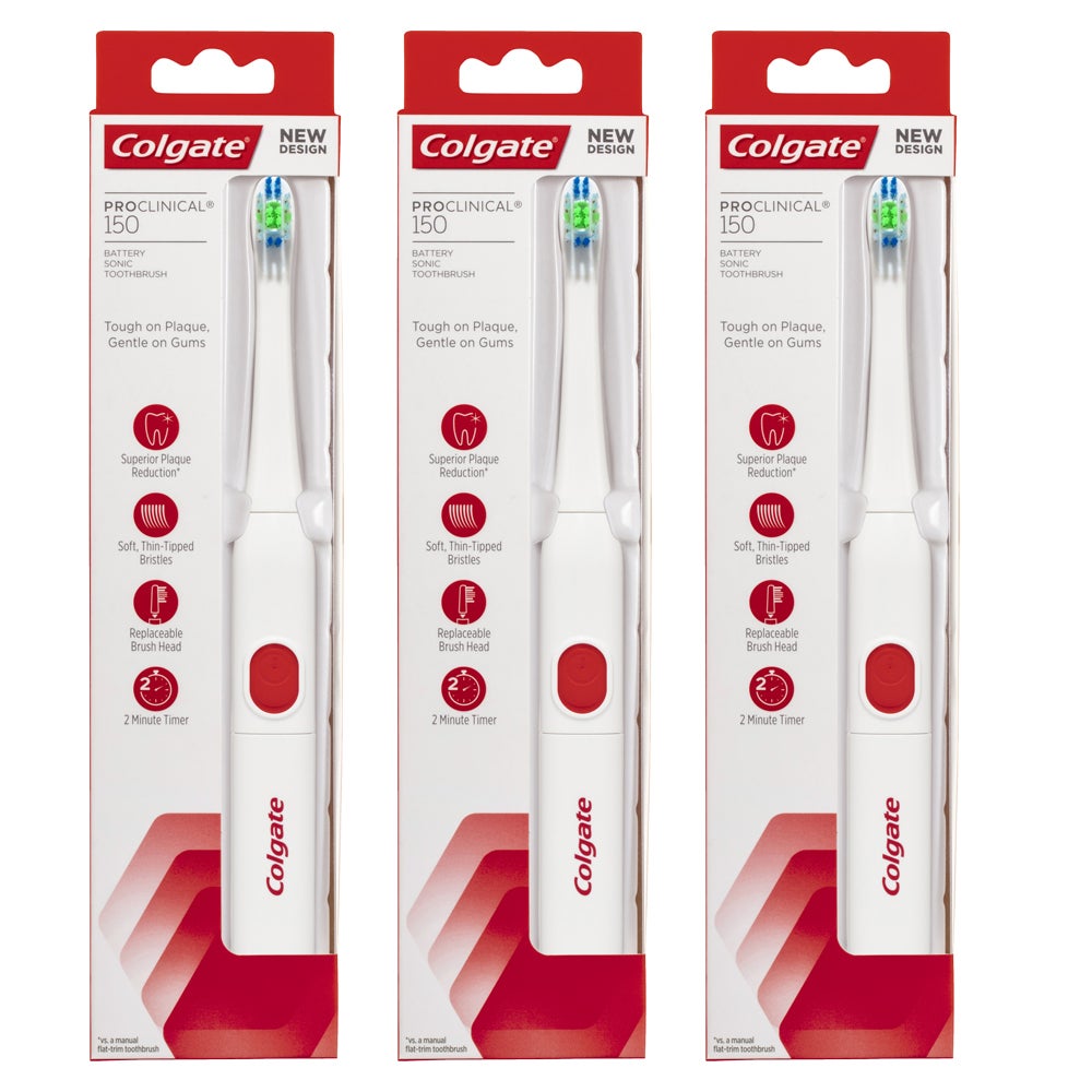 3PK Colgate Pro Clinical 150 Electric Toothbrush w/Soft Bristles Oral Care