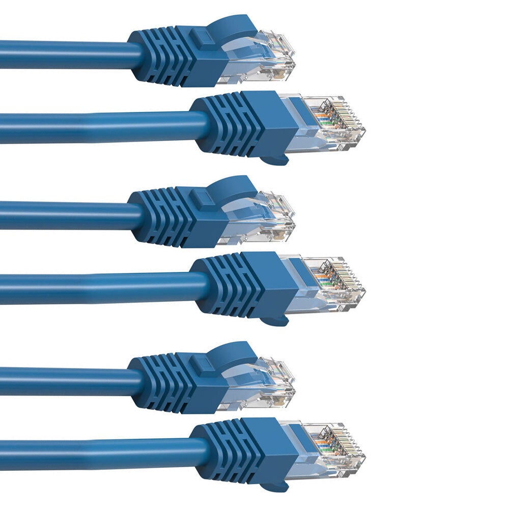 3PK Cruxtec 0.5m CAT6/RJ45 Network Lead Cable LAN Ethernet Internet Cord Blue