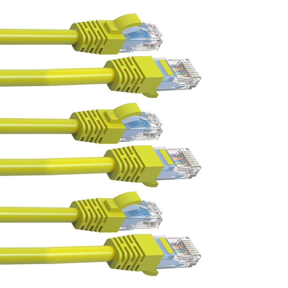 3PK Cruxtec 0.5m CAT6/RJ45 Network Lead Cable LAN Ethernet Internet Cord Yellow
