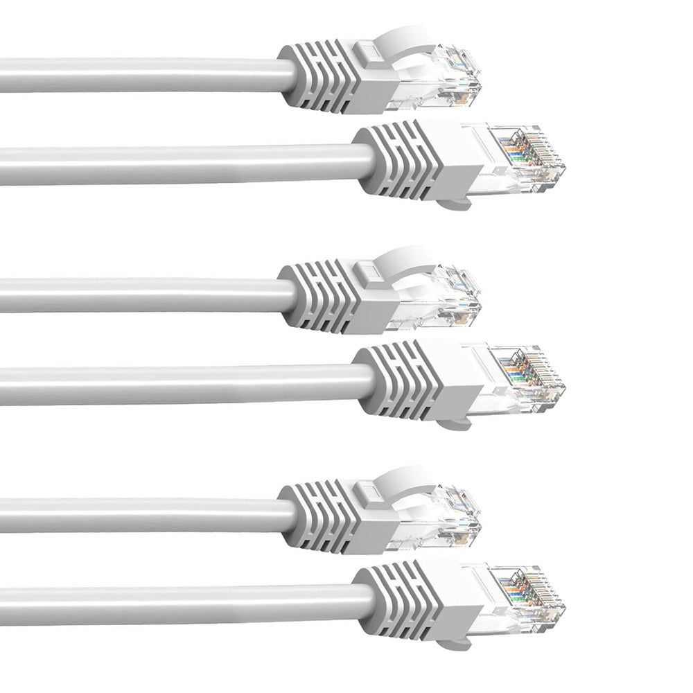 3PK Cruxtec 3m CAT6/RJ45 Network Lead Cable LAN Ethernet Internet Router Cord WH