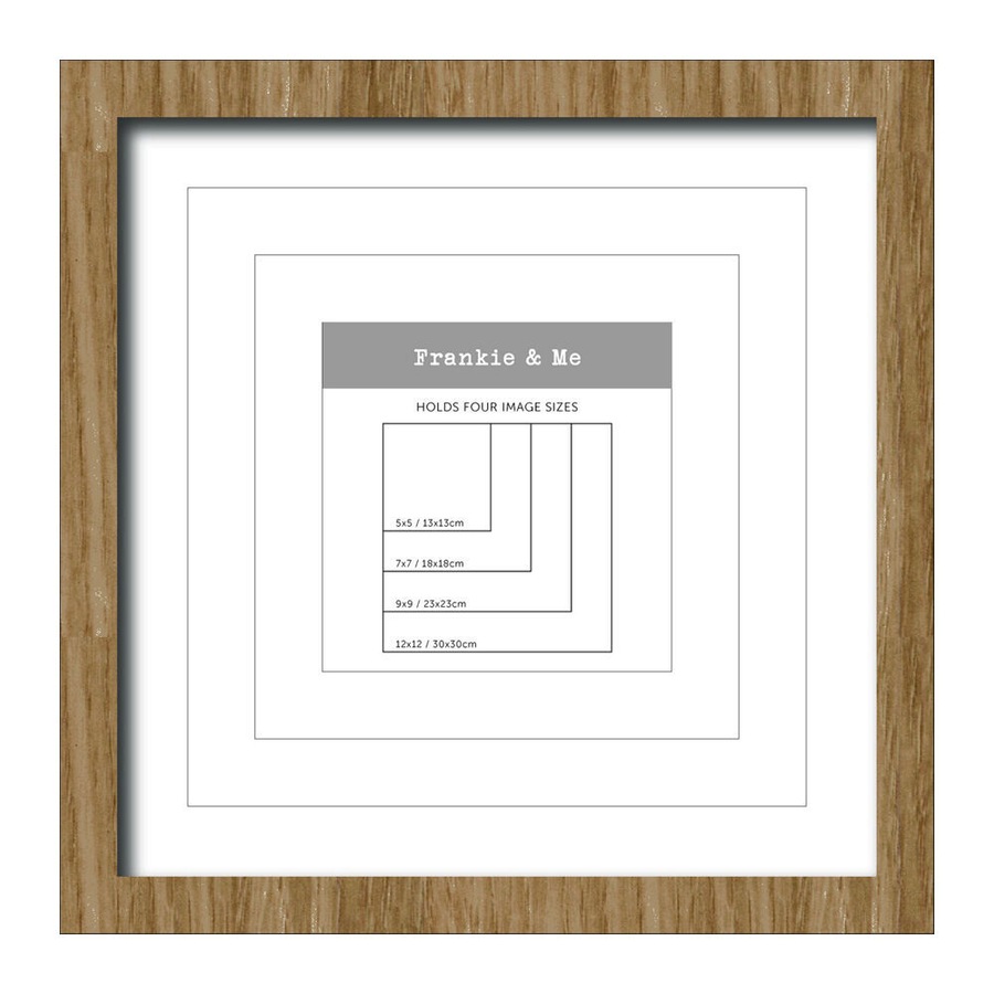 3PK Frankie & Me Window Wooden Multi-Mat Square Photo Frame Decor 32.5cm Oak
