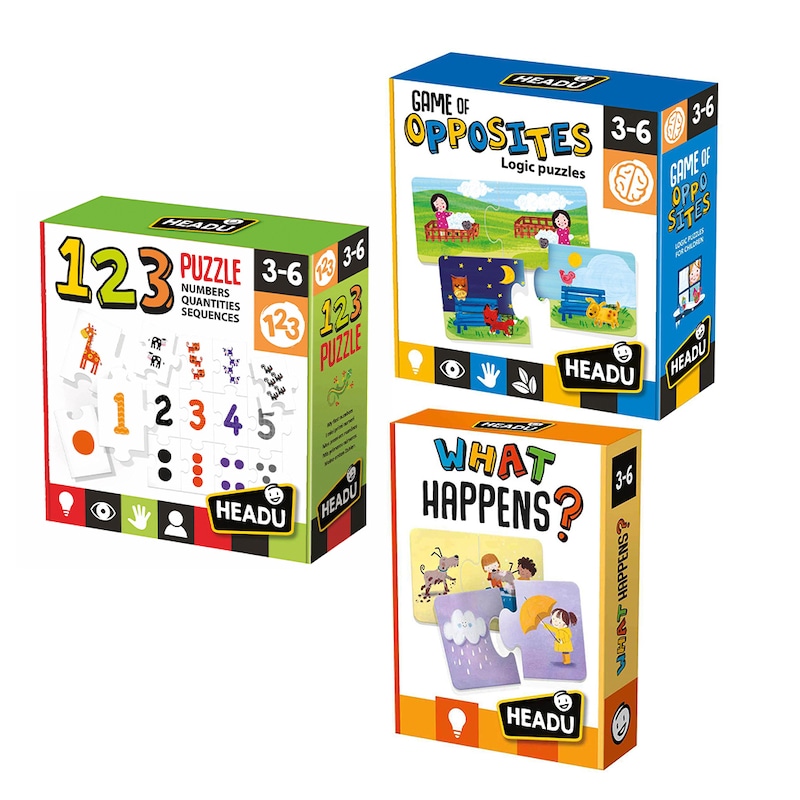 Buy 3PK Headu What Happens?/Game of Opposites/123 Jigsaw Puzzle Game ...