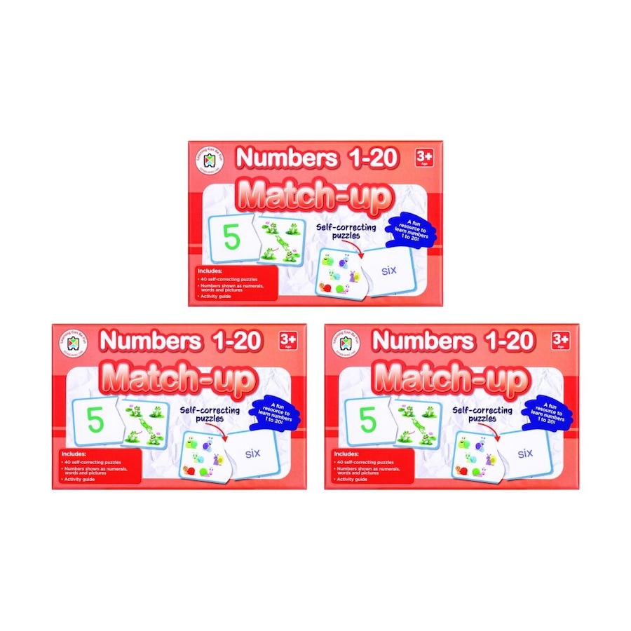 3PK Learning Can Be Fun Numbers 1-20 Match-Up 40 Educational Puzzle for Kids 3y+