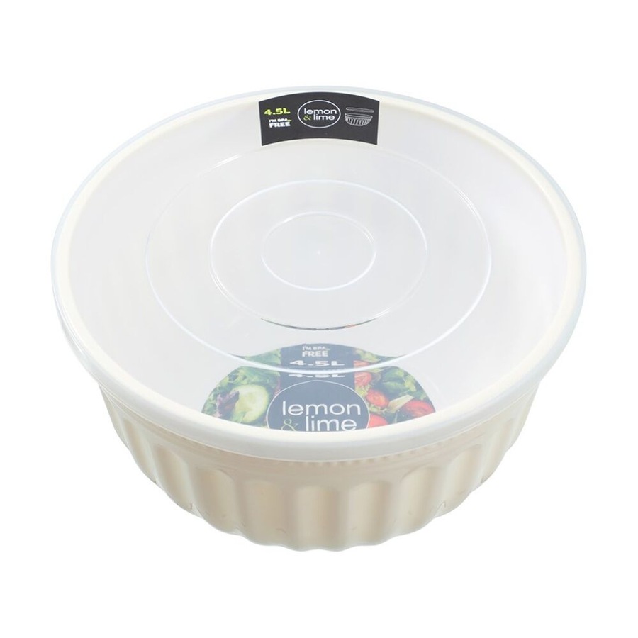 3PK Lemon and Lime Salad Bowl Lidded 4.5L Food Safe Kitchenware Assorted